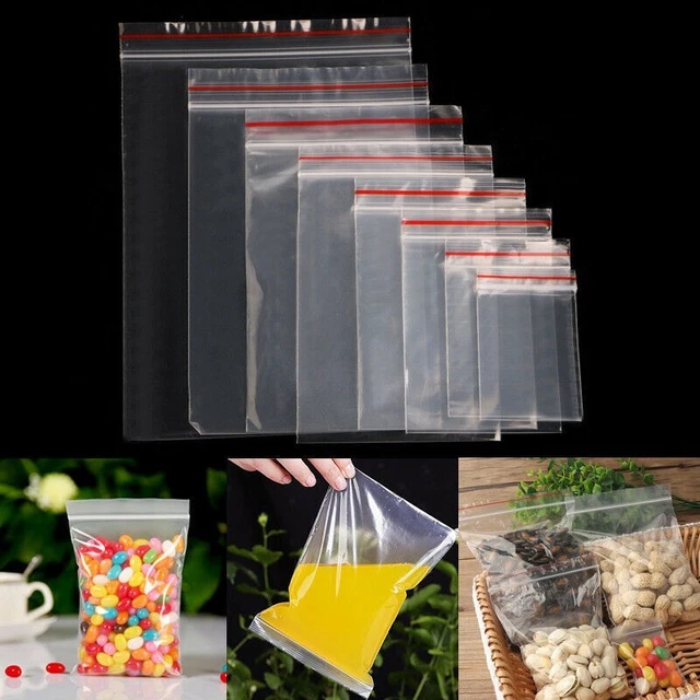 100 pezzi richiudibile autosigillante trasparente plastica poli pe nuovo