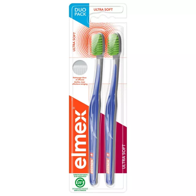 Elmex Brosse à Dents Anti Caries Professionnal Ultrasoft Lot de 2