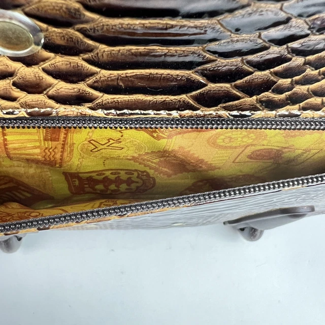 Samantha Brown New 2 Piece Gold/ Brown Trim Carry On Croco Luggage Rolling Bag 17