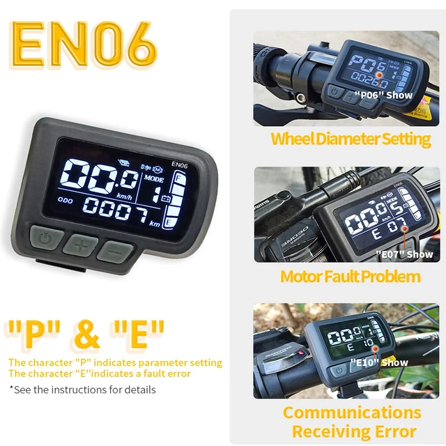 ELECTRIC BICYCLE LCD EN06 Display 24V/36V/48V eBike Control Panel SM/WP ...