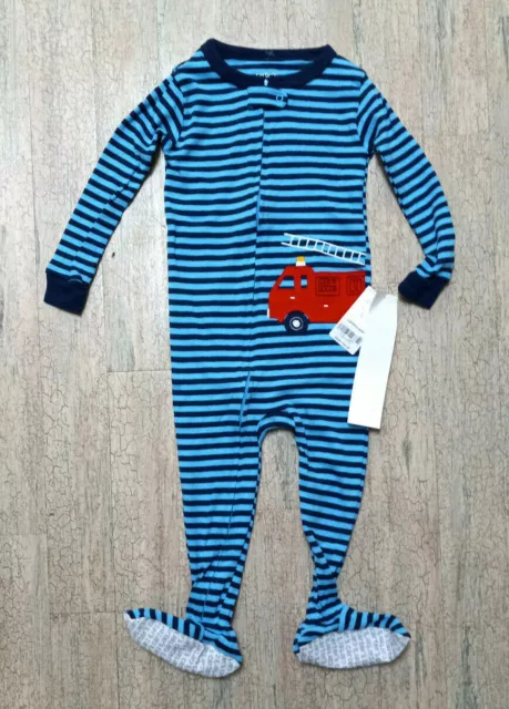 Carters Baby Boys 24 Month 1 Piece Microfleece Footed Pajamas Firetruck PJs NWT