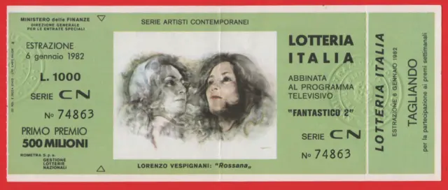 Biglietto Lotteria Italia Capodanno Fantastico 2 Anno 1981 Con Tagliando Cn74863