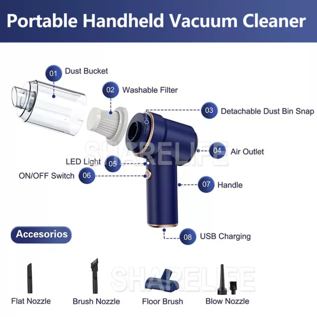 42000RPM Handheld Cordless Vacuum Cleaner Home Car Office Mini Duster Blower AU 3