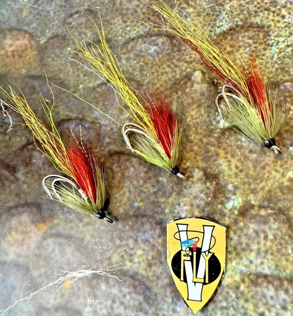 3 Mosche Da Pesca V Fly Kinermony – Doppio Salmone, Taglie Varie, Firmate JC