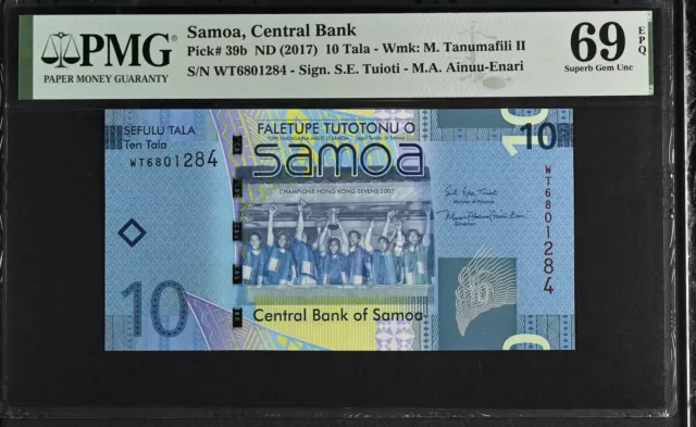 Western Samoa 10 Tala ND 2017 P 39 b Superb Gem UNC PMG 69 EPQ TOP POP