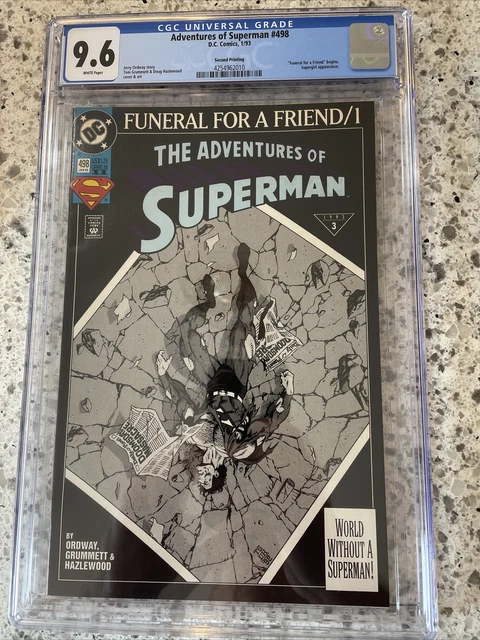 Adventures of Superman #498 CGC 9.6 White Pages  Second Printing Comic Dc 1993