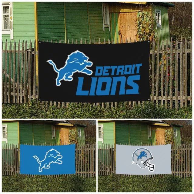Detroit Lions Club Flags Party Banner 35*70in Outdoors Flag , 4 Grommets
