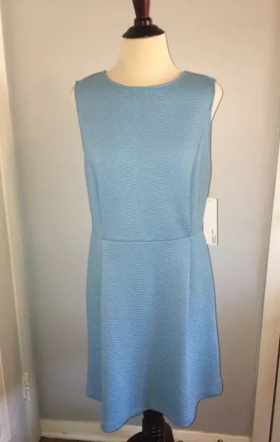 NWT Kensie Topaz Dress Sz M Blue Sleeveless textured Knit A-Line Sheath