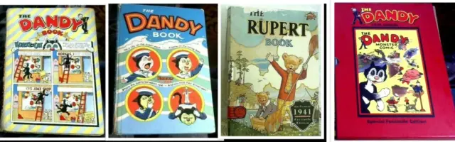 DANDY Annuals 1956+1963+1939 MONSTER COMIC the Book+RUPERT 1941 Facsimile