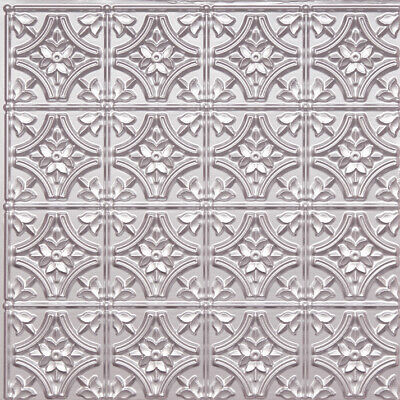 D150 Silver PVC Faux Tin Glue Up Ceiling Tiles 24 x 24 lot/6 PCS