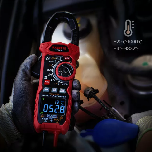 KAIWEETS Inrush AC/DC Current Clamp Meter 1000A True RMS Digital Clamp Meter 208