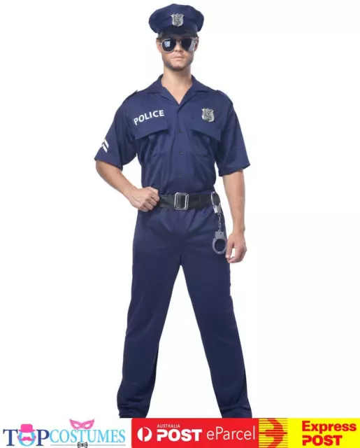 Mens Policeman Police Officer Cop Uniform Halloween Fancy Dress Up Costume