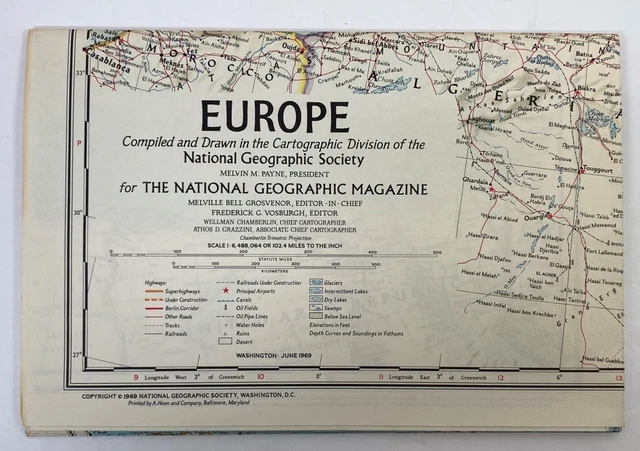 EUROPE MAP BY National Geographic Society, 1969 - Map ONLY EUR 4,08 ...