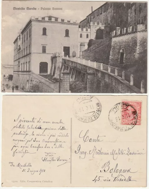Montalto Delle Marche - Ascoli Piceno - Palazzo Sacconi - Viagg. 1918 -2750-