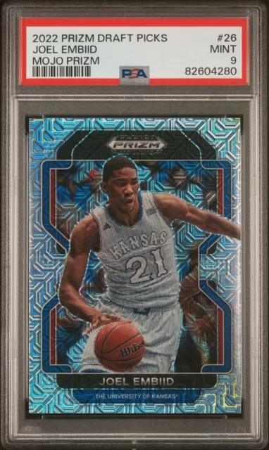 2022-23 Panini Prizm Joel Embiid Mojo Prizm 11/25 PSA 9