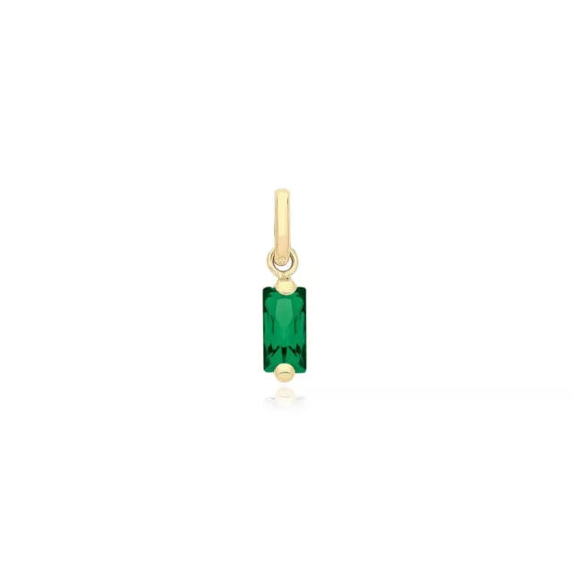 9ct Yellow Gold Baguette Shaped Emerald Green Pendant