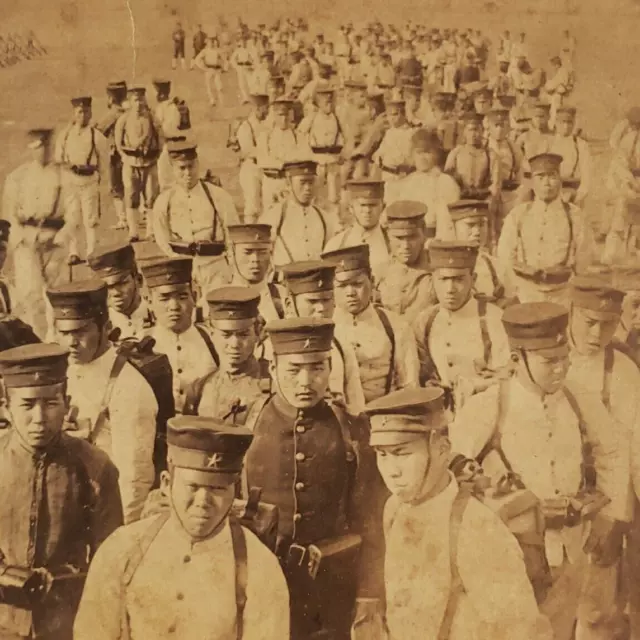 Russo-Japanese War Soldiers Stereoview c1904 Japan Military Underwood Photo C710