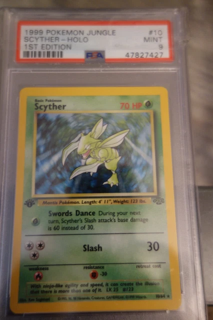 1999 Pokemon 1ST Edition Jungle Scyther Holo 10/64 PSA 9 Mint