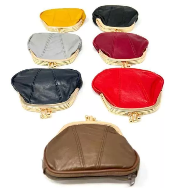 Leather Clutch Purse Wallet Pouch Big Coin Super Soft Women's Clip Top  Ladies