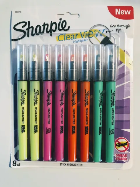 SHARPIE CLEAR VIEW Stick Highlighters, Chisel Tip, Assorted Ink
