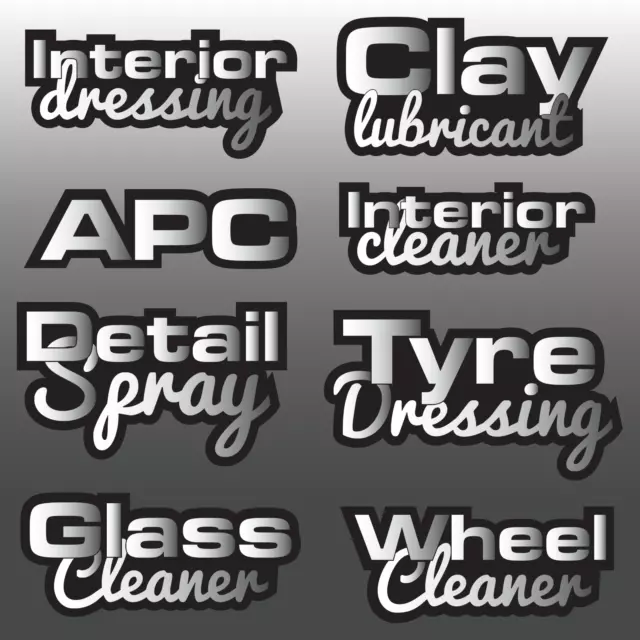 Car Detailing Spray Bottle Decal Labels Sticker Kit Valeting Cleaning Wash  x9