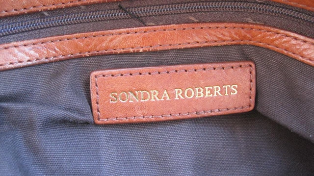 Sondra Roberts Brown Leather Retro Duffel Weekender Satchel Tote Shoulder Bag 14