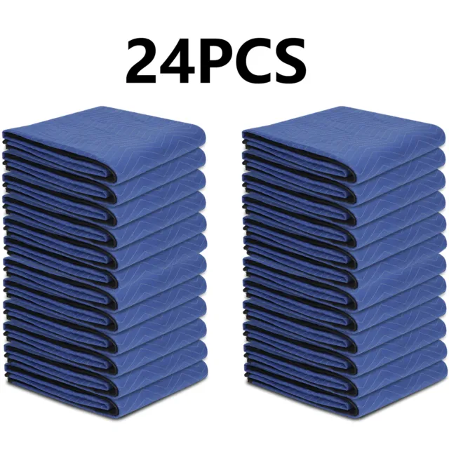 24 Pack Moving Blankets 80" x 72"(35 lb/dz) Heavy Duty Quilted Pro Shipping Pads