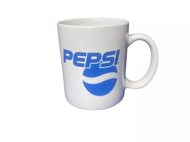 Vintage Pepsi-Cola Pepsi Logo White Ceramic Coffee Mug Cup Used VERY RARE 90s