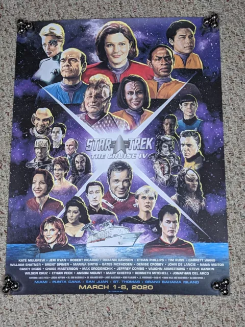 RARE Star Trek The Cruise 4 IV Poster 24 x 18 Voyager Janeway Kirk Spock Data Q