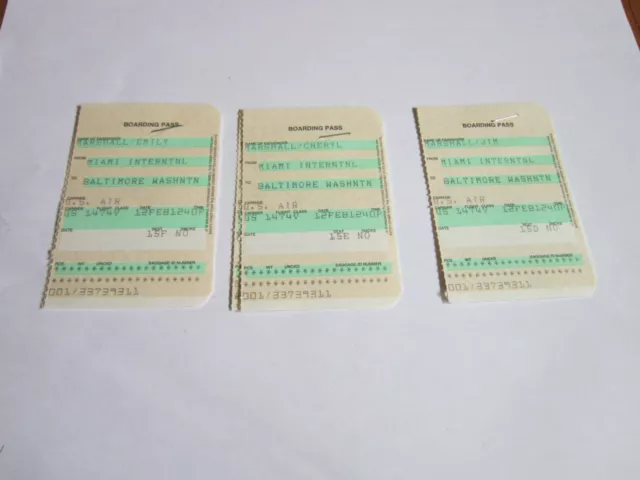 Vintage USAir Airlines Collectible Paper Boarding Pass Stubs 1990s FREE SHIP