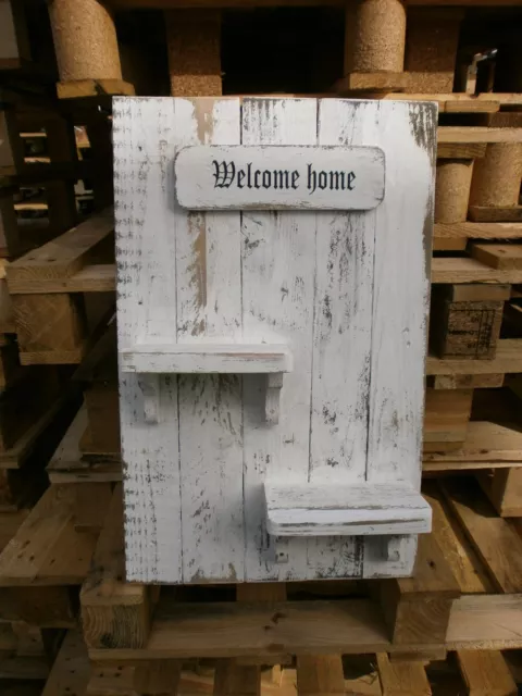 Regal Welcome home Shabby chic  Unikat  Palettenholz weiß für Haus und Garten