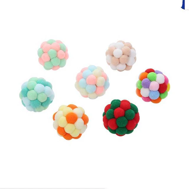 3pcs Colorful Interactive Bouncy Ball Kitten Puppy Plush Bells Toy for Pet Gifts