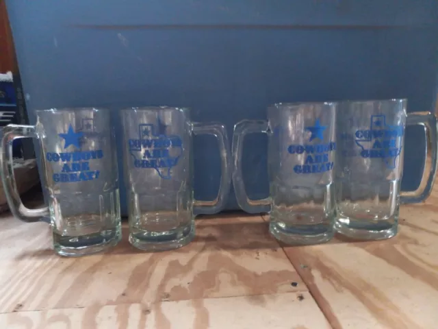 Vintage Nfl Dallas Cowboys Are Great Large Heavy Glass Beer Stein Mug Cup Glass