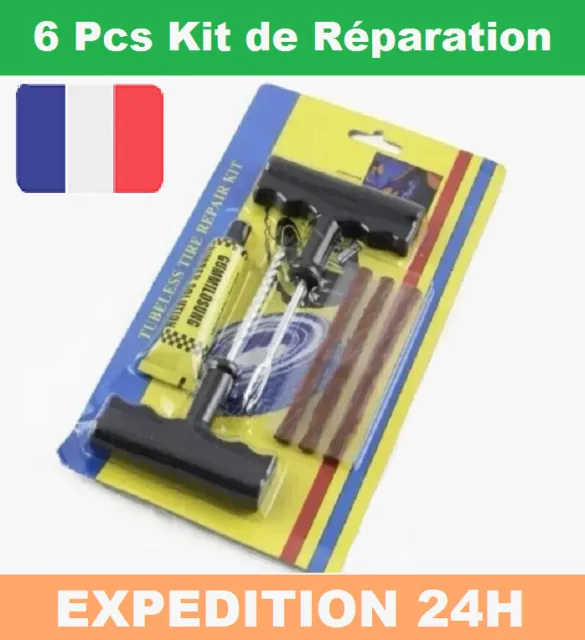 Moto Auto Crevaison + 5X Mèche Neuf 9pcs Kit de Réparation Pneu