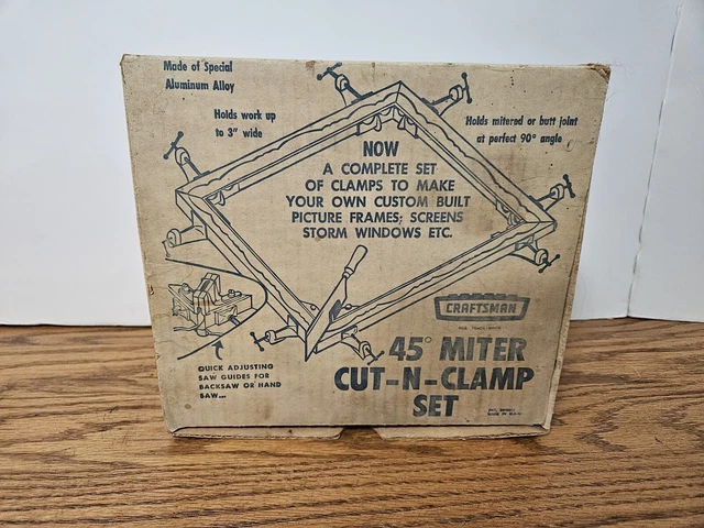 Vintage Sears Craftsman 45 Degree Miter Cut N Clamp Set in Box 966614
