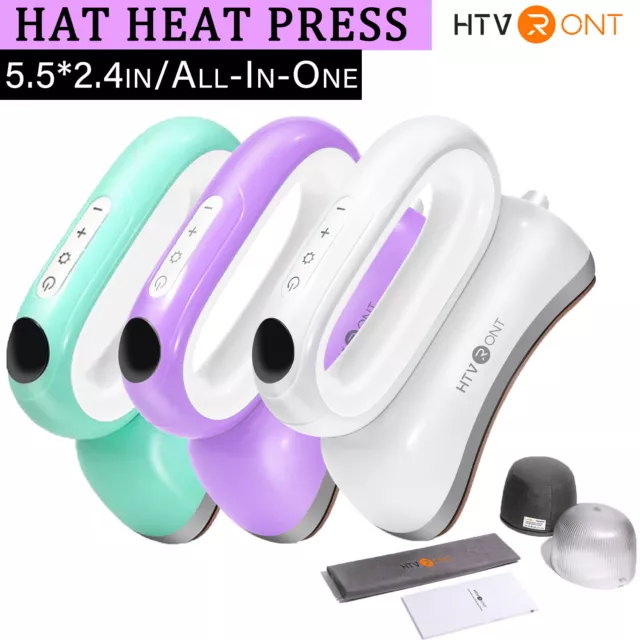 HTVRONT 5.5x2.4" Hat Heat Press Machine Portable Heat Press for Various Hat Cap
