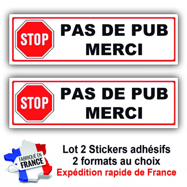 x2 Autocollant Stop pub Pas de publicité sticker boîte aux lettres