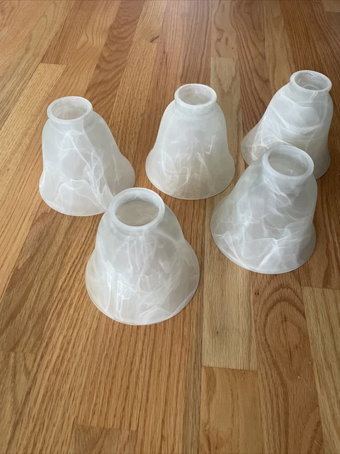 Set of 5 Ceiling Fan glass Replacement Shade Alabaster Frosted white 5" Bell