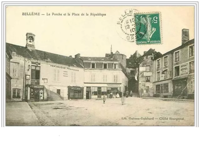61.Belleme.le Porche Et La Place De La Republique.cafe De La Mairie.hotel De La