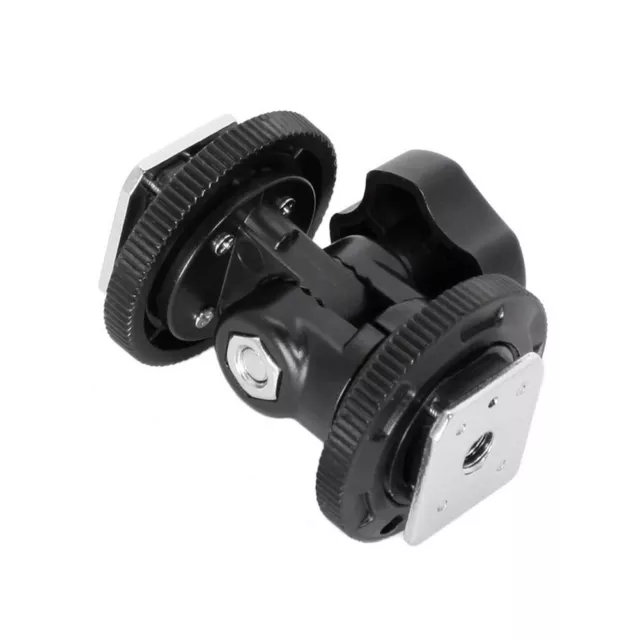 Rotatable Dual Hot Shoe Adapter Bracket Holder Mount For Video Light DSLR Camera