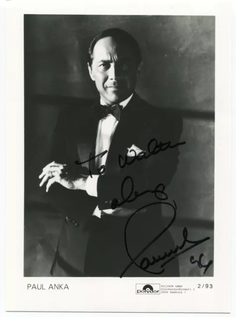 Paul Anka Signed 6x8 Photo Vintage 1990's Autographed Signature Singer Actor