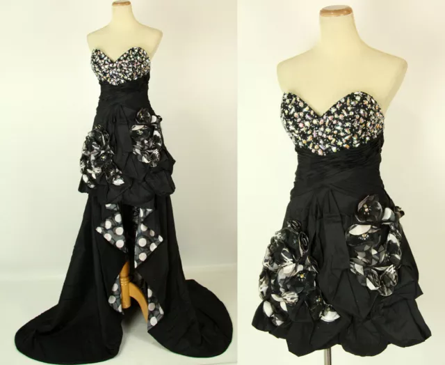 NEW $500 Jovani Black Short Long Gown Prom Formal size 0 Strapless Evening