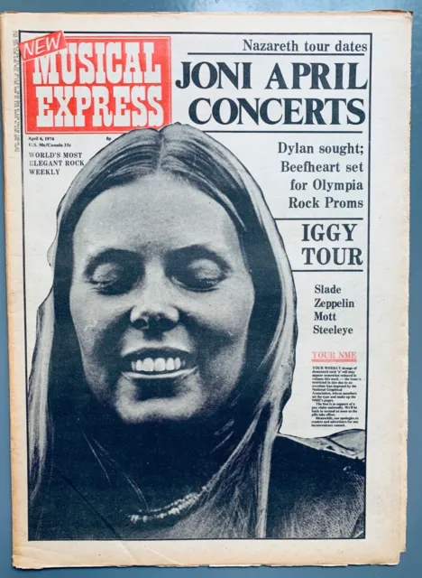 NME magazine 1974 JONI MITCHELL Mott The Hoople TANGERINE DREAM Van Morrison