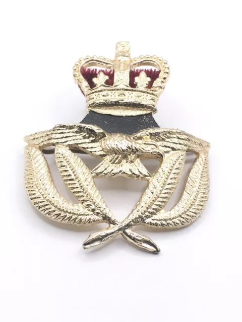 Genuine Royal Air Force Warrant Officers Queens Crown Staybrite Cap Badge