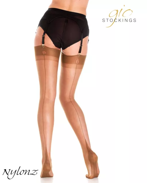GIO FULLY FASHIONED Stockings - CHOCOLATE - Imperfects - NYLONZ £16.95 -  PicClick UK