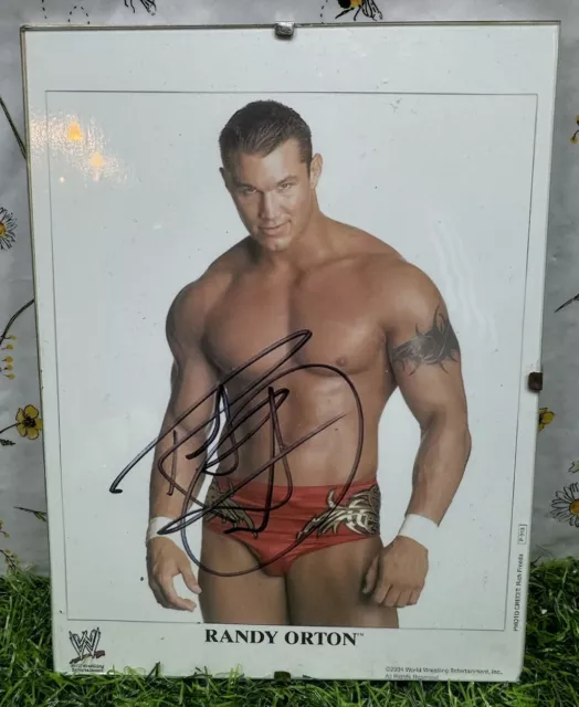 Randy Orton WWE Hand Signed Photograph Print Mounted Behind Glass Vintage 2004