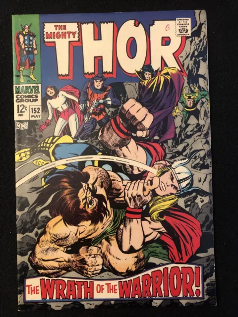 Thor 152 7.5 8.0 Marvel 1968 The Wrath Of The Warrior High Grade Wx