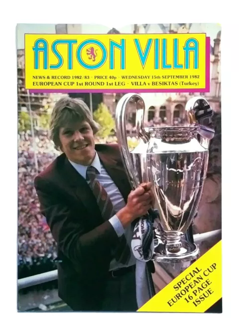 Aston Villa v Besiktas 15/9/1982 European Cup 1st Round 1st Leg. NEW