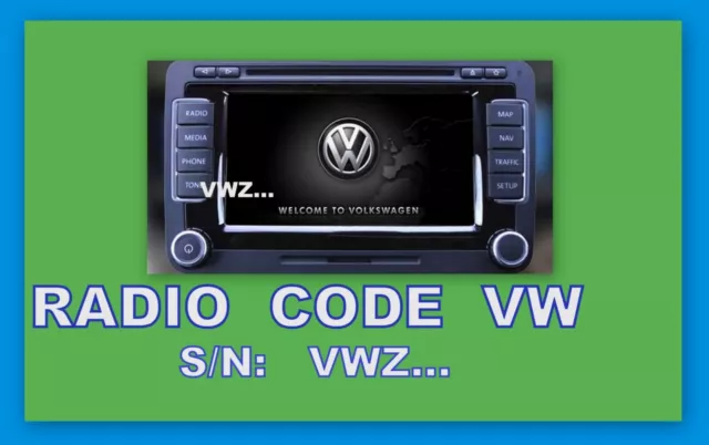 VW Radio Code key Volkswagen SAFE RCD RNS Navigation Blaupunkt 24h