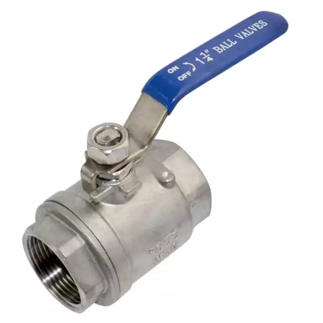 1-1/4" 1.25 in NPT Threaded Full Port 2 piece Ball Valve Stainless Steel SS 316